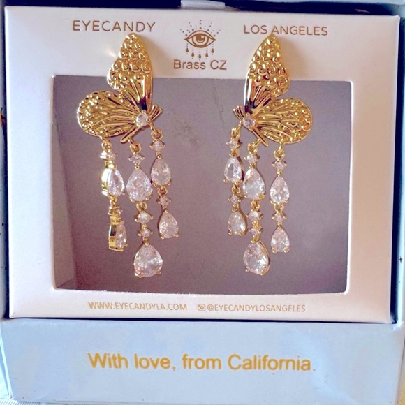 NWT ⚜️🦋⚜️ Eye Candy Butterfly Lady CZ Crystal Dangle Earring - Picture 5 of 5